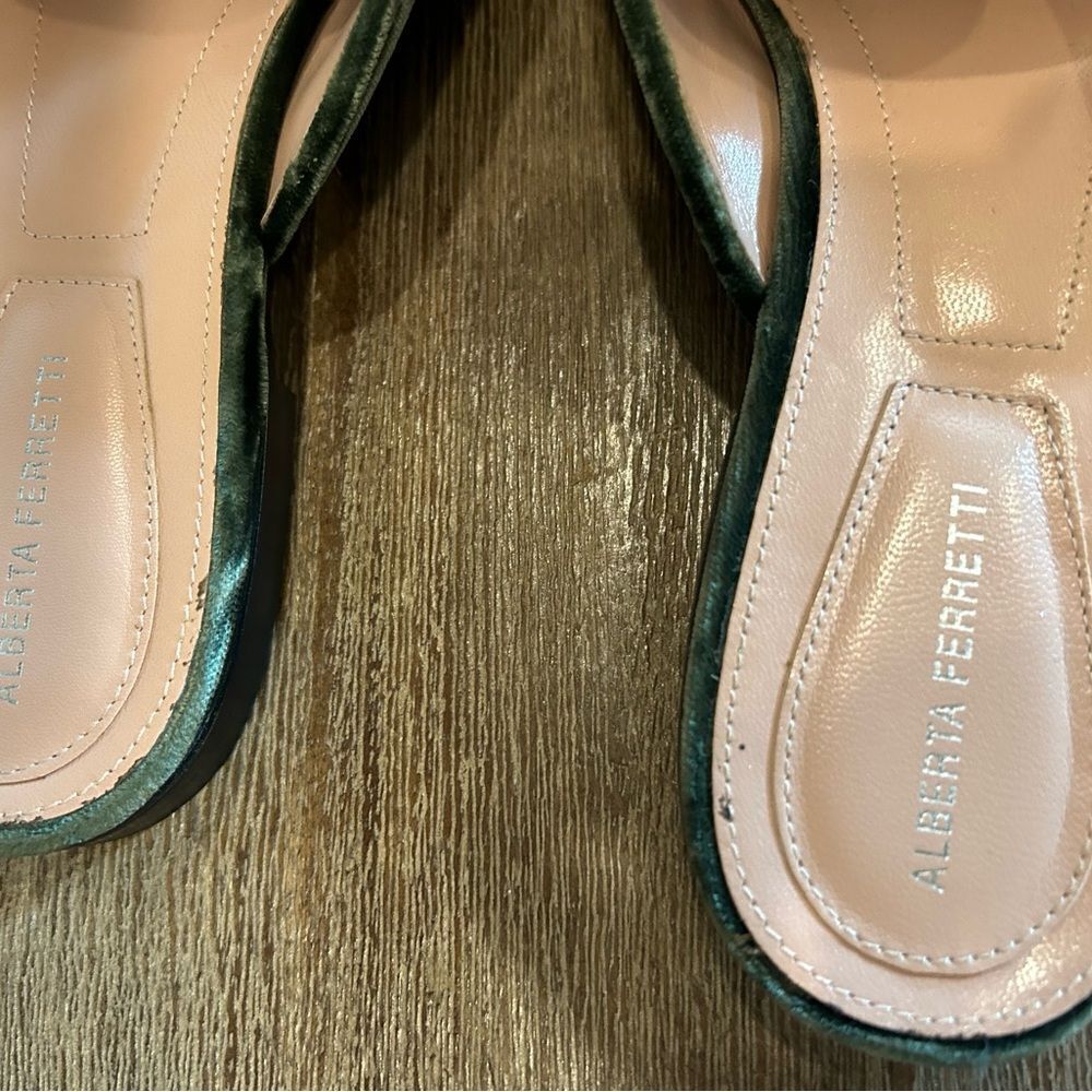 Alberta Ferretti Mia Embroidered Mules in Black Velvet 37 - Picture 6 of 9
